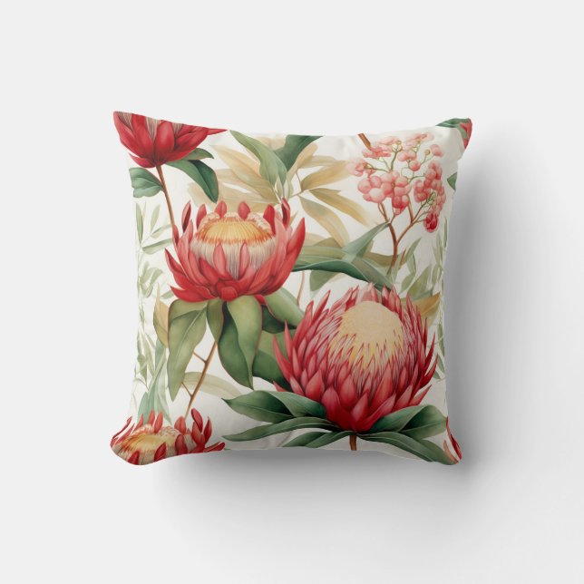 Australian Native Protea Flower II Throw Pillow (Front)