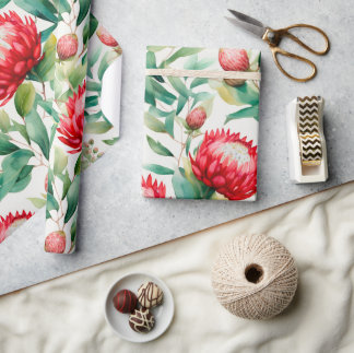 Australian Native Protea Flower Wrapping Paper