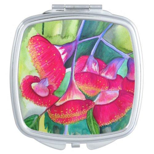 Australian native red flowering gumnuts art mirror for makeup