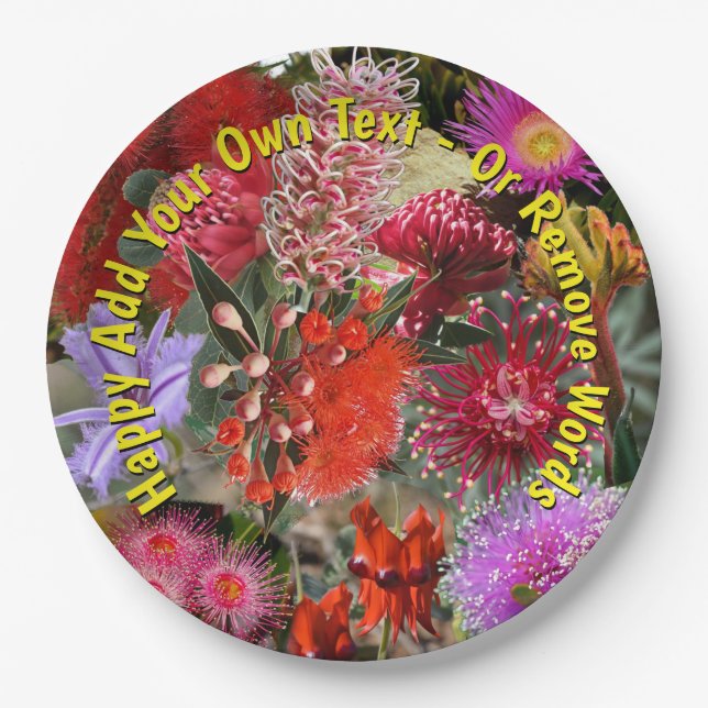 Australian Native Wild Flowers Large 9" Paper Plates (Front)