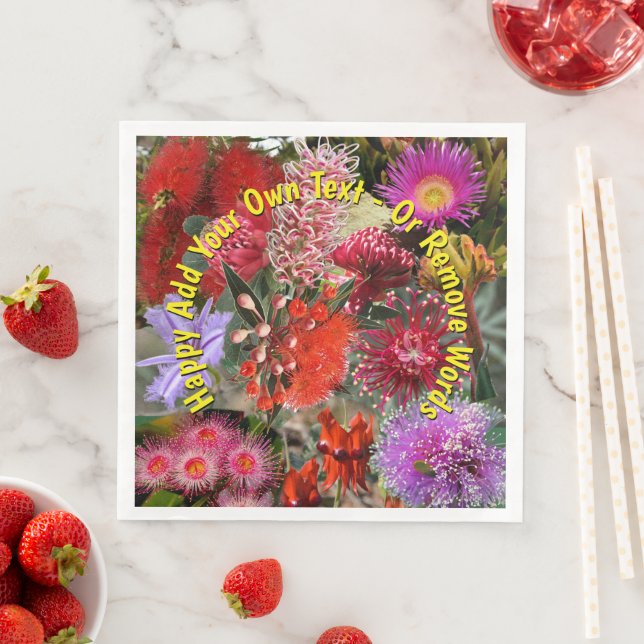 Australian Native Wild Flowers Large Paper Dinner Napkins (Insitu)
