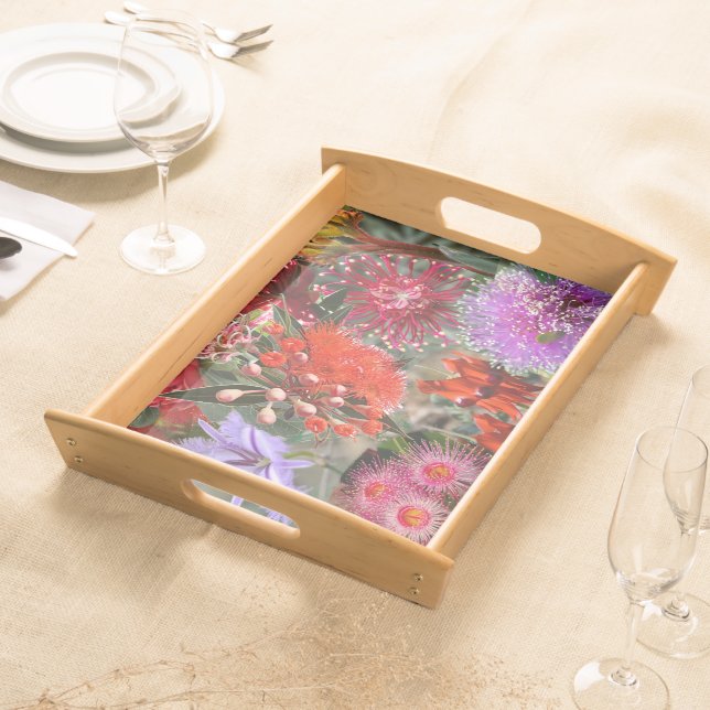 Australian Native Wild Flowers Large Serving Tray (Front)