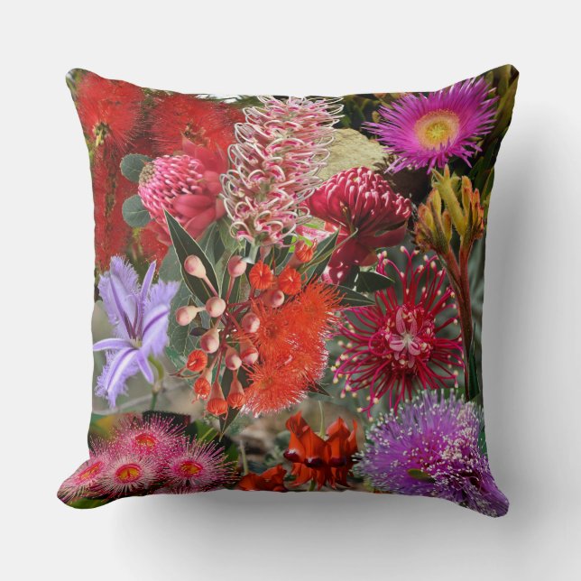 Australian Native Wild Flowers Large Throw Pillow (Front)