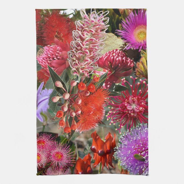 Australian Native Wild Flowers tea / Kitchen Towel (Vertical)