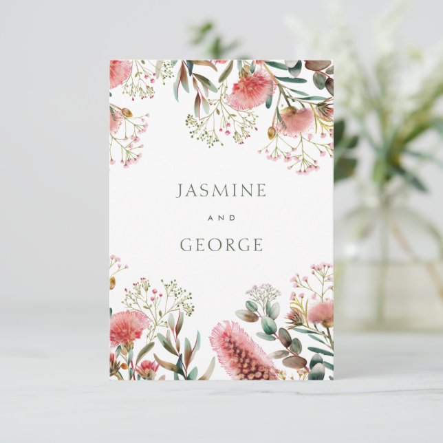 Australian Native Wildflower Wedding Enclosure Card (Standing Front)