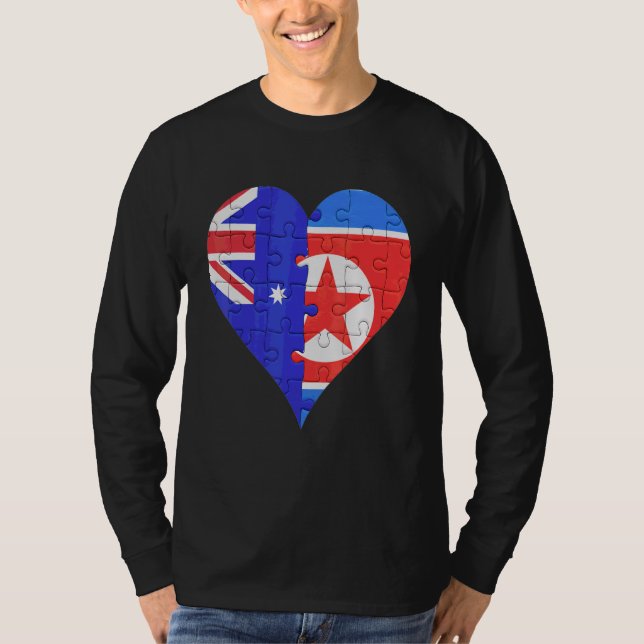 Australian North Korean Flag Heart T-Shirt (Front)