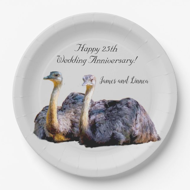 Australian Ostrich Funny Cartoon illustration     Paper Plates (Front)