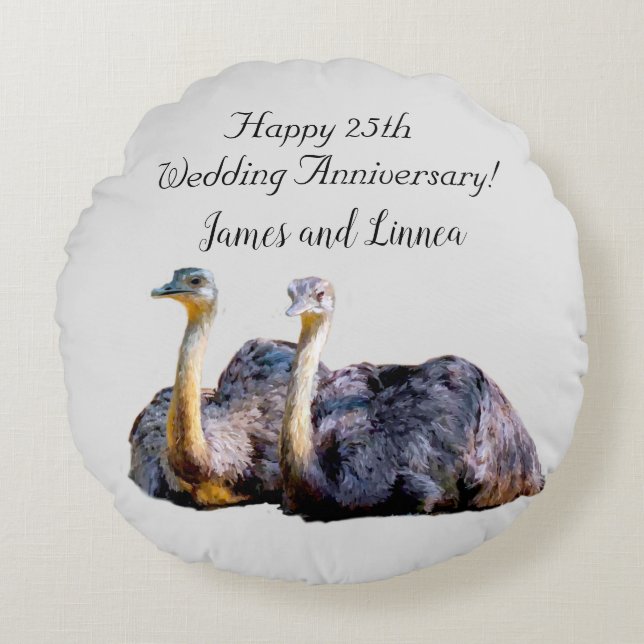 Australian Ostrich Funny Cartoon illustration   Round Pillow (Front)