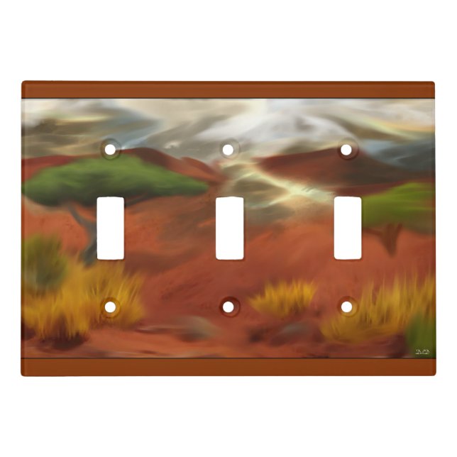Australian Outback Dawn Abstract Art Light Switch Cover (Front)