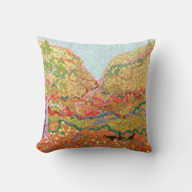 Australian outback landscape art throw pillow (Front)