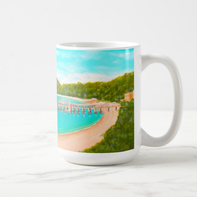 Australian Painting Blue Water Beach Pier Coffee Mug (Right)