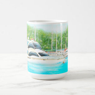 Australian Painting Moored Yacht Boats Coffee Mug