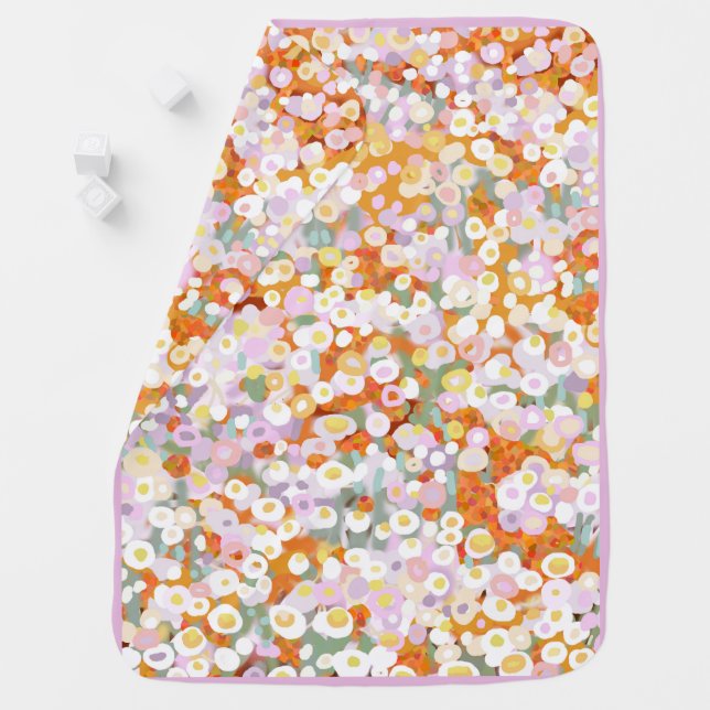 Australian paper daisy wildflowers baby blanket (In Situ)