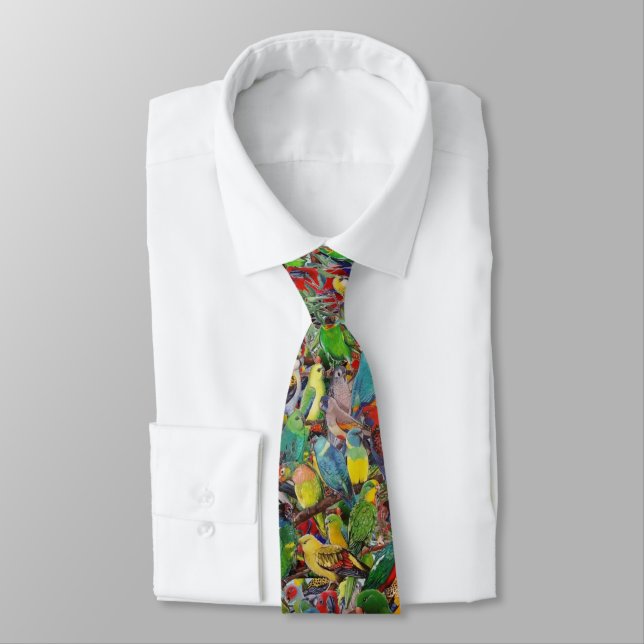 Australian Parakeets Neck Tie (Tied)