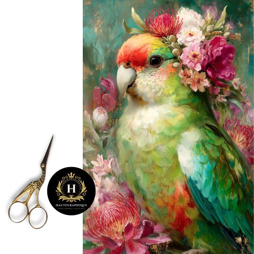 Australian Parrot Native Floral Crown Decoupage Tissue Paper
