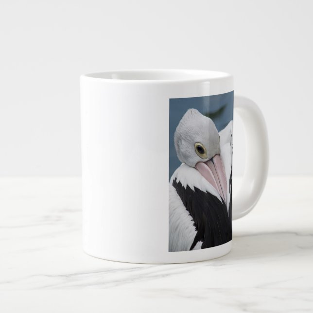 Australian pelican close up large coffee mug (Front Right)