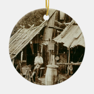 Australian prospector, c.1880s (sepia photo) ceramic ornament