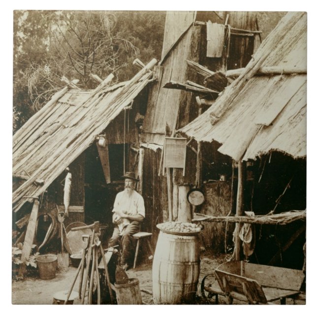 Australian prospector, c.1880s (sepia photo) ceramic tile (Front)