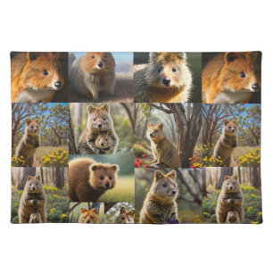 Australian Quokka Photo Collage, Cloth Placemat