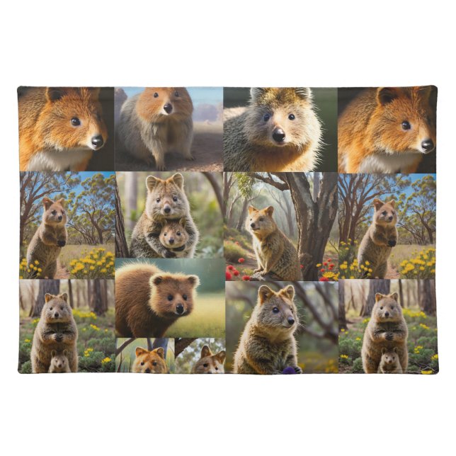 Australian Quokka Photo Collage, Cloth Placemat (Front)