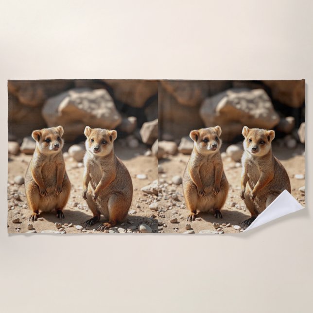 Australian Quokka Twins, Beach Towel (Front)