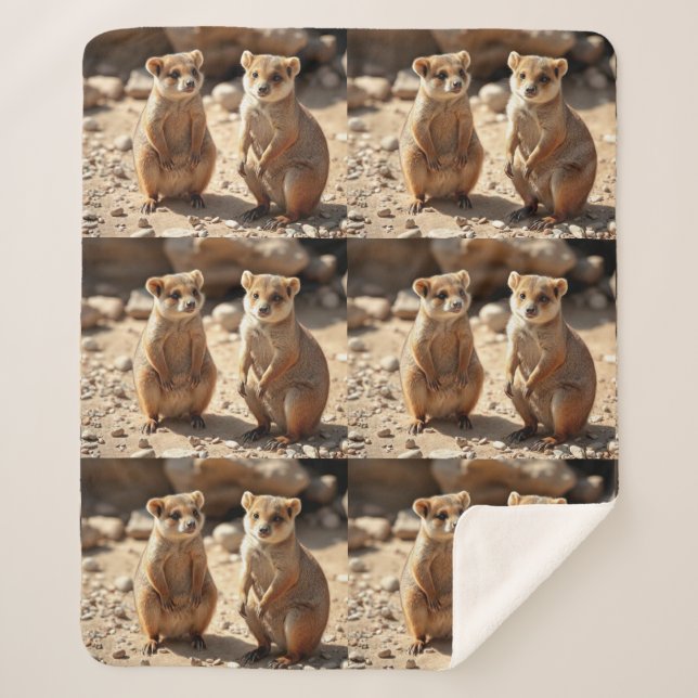 Australian Quokka Twins, Sherpa Blanket (Front)