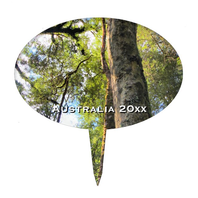 Australian Rainforest Eucalyptus Gum Trees Cake Topper (Front)