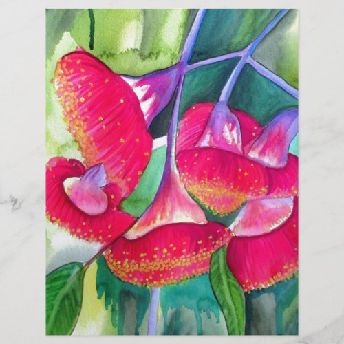 Australian red flowering gumnuts watercolor art