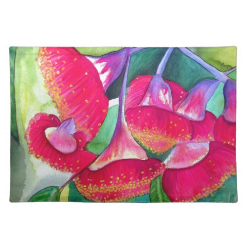 Australian red flowering gumnuts watercolor art placemat