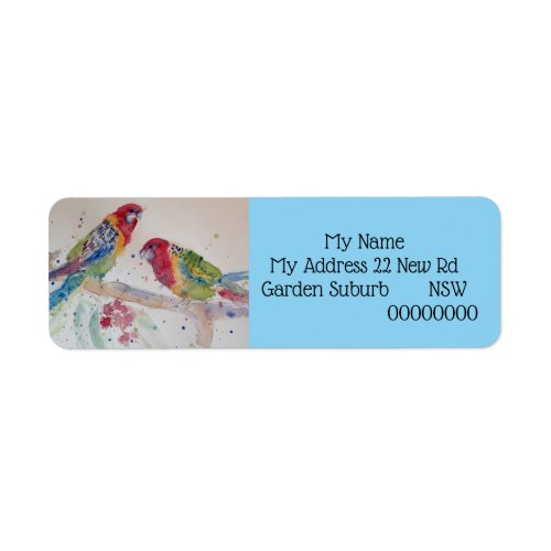 Australian Red Rosella Parrot Bird Watercolour Label