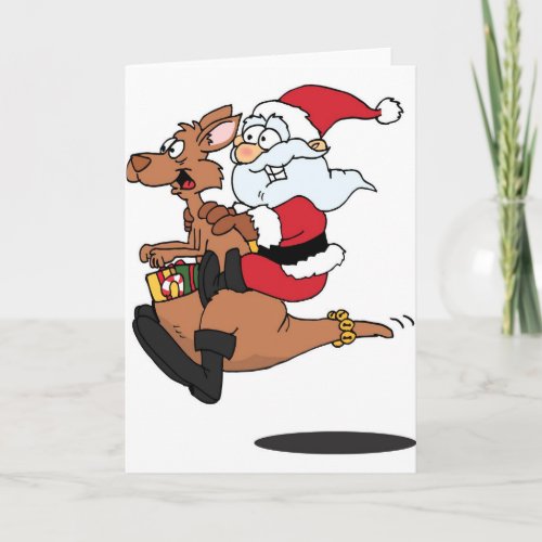 Australian riding a Christmas kangaroo Holiday Card