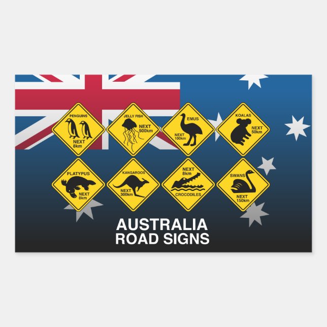 Australian road signs rectangular sticker (Front)