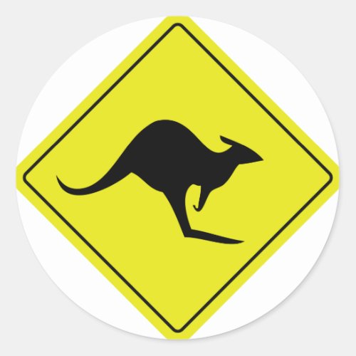 australian roadsign kangaroo australia classic round sticker