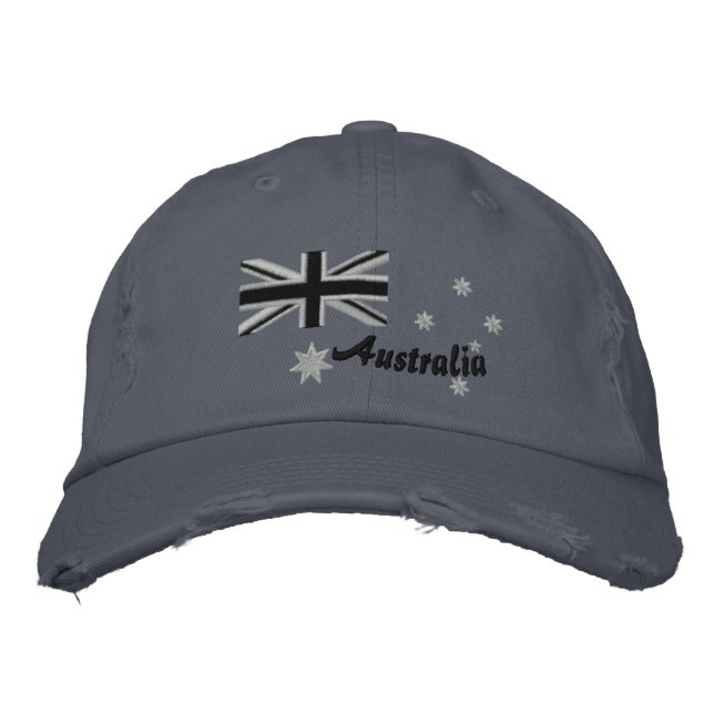 Australian Rocker Flag Embroidery Embroidered Baseball Cap (Front)