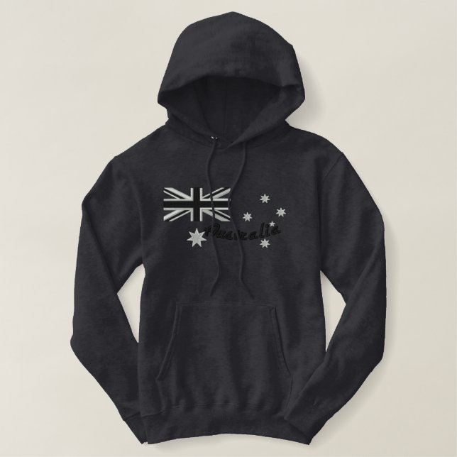 Australian Rocker Flag Embroidery Embroidered Hoodie (Design Front)