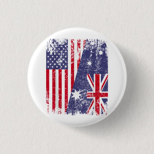 AUSTRALIAN ROOTS  Half American Flag AUSTRALIA  Button (Front)