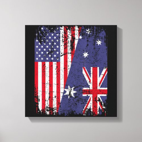 AUSTRALIAN ROOTS  Half American Flag AUSTRALIA  Canvas Print
