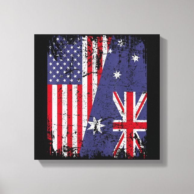 AUSTRALIAN ROOTS  Half American Flag AUSTRALIA  Canvas Print (Front)