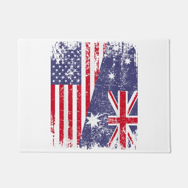 AUSTRALIAN ROOTS  Half American Flag AUSTRALIA  Doormat (Front)