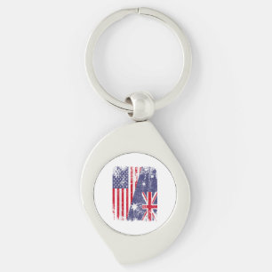 AUSTRALIAN ROOTS Half American Flag AUSTRALIA Keychain