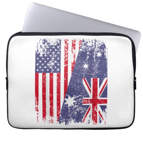 AUSTRALIAN ROOTS  Half American Flag AUSTRALIA  Laptop Sleeve