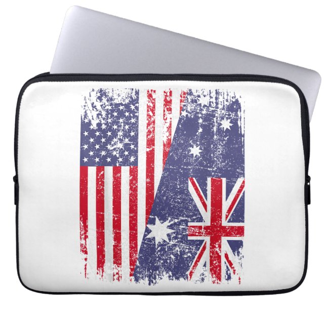 AUSTRALIAN ROOTS  Half American Flag AUSTRALIA  Laptop Sleeve (Front)
