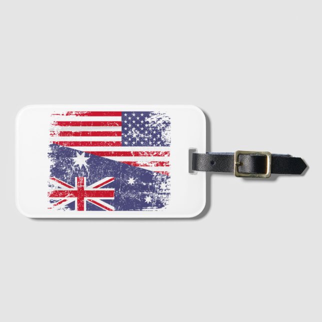 AUSTRALIAN ROOTS  Half American Flag AUSTRALIA  Luggage Tag (Front Horizontal)