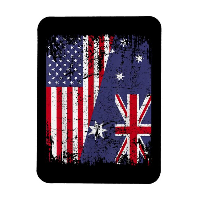 AUSTRALIAN ROOTS  Half American Flag AUSTRALIA  Magnet (Vertical)