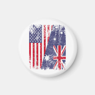 AUSTRALIAN ROOTS Half American Flag AUSTRALIA Magnet