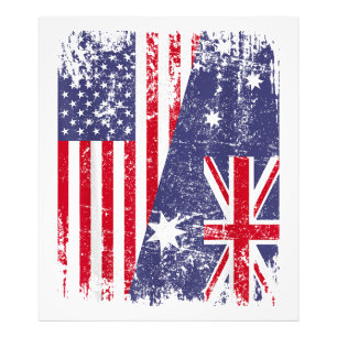 AUSTRALIAN ROOTS Half American Flag AUSTRALIA Photo Print