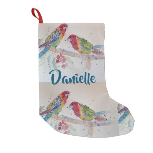 Australian Rosella Parrot Watercolor Name Stocking