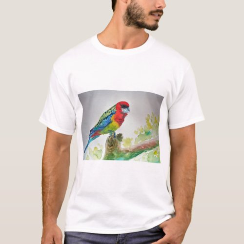 Australian Rosella Parrot Watercolour art T Shirt