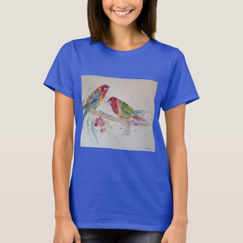Australian Rosella Parrots Watercolour art T Shirt