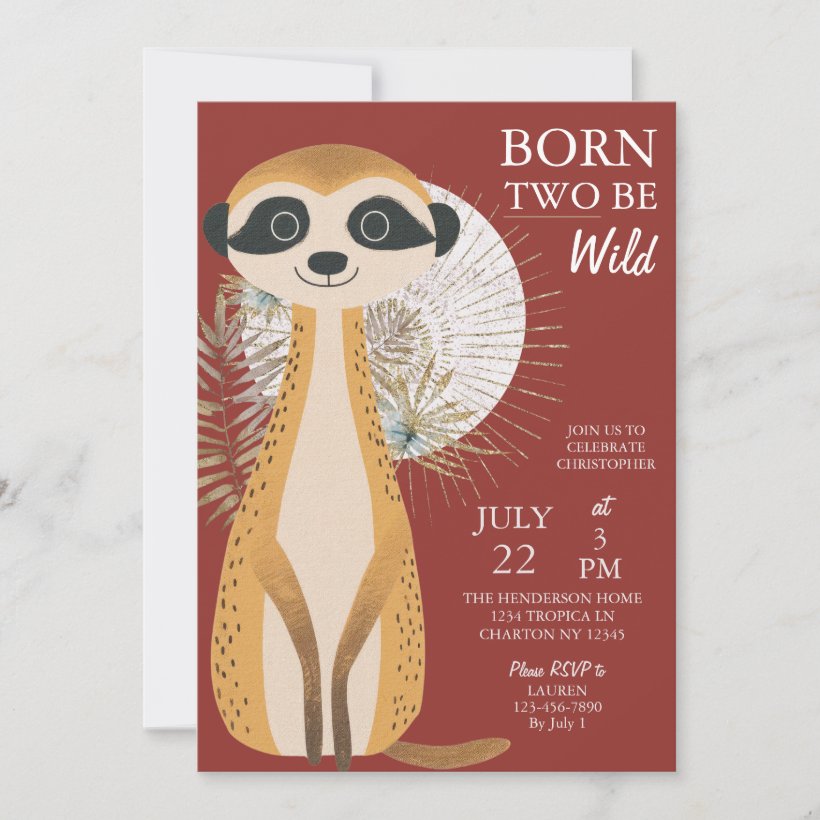 Australian Safari Born Two Be Wild Birthday Invitation (Front)